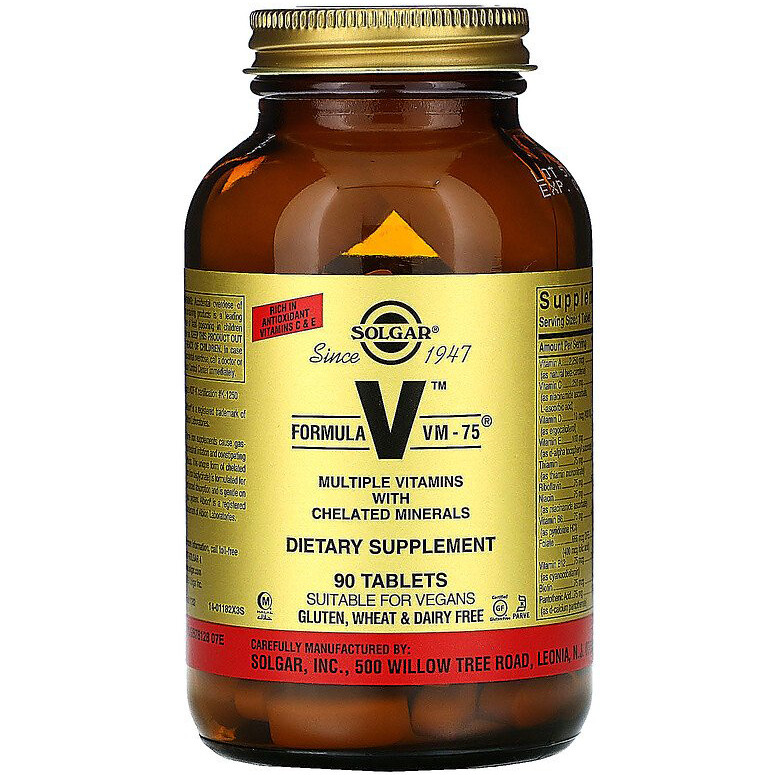 SOLGAR, Formula V "VM-75" с хелатными минералами (90 таблеток) - Купить ...
