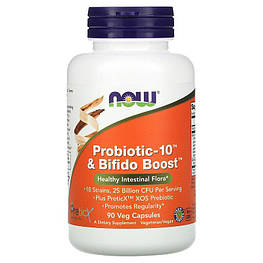 Probiotic-10 & Bifido Boost 25 Billion Now Foods 90 капсул