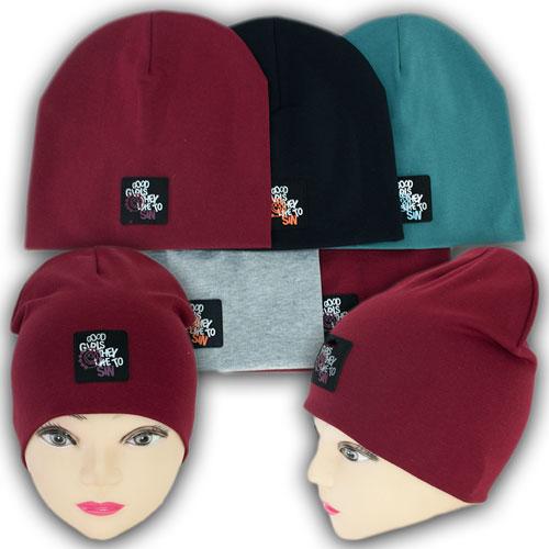 ОПТ Подвійна трикотажна шапка, р. 48-54 (5 шт./набір), фото 1