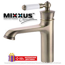 Змішувач для умивальника Mixxus Vintage 001-A Бронзовий, фото 4