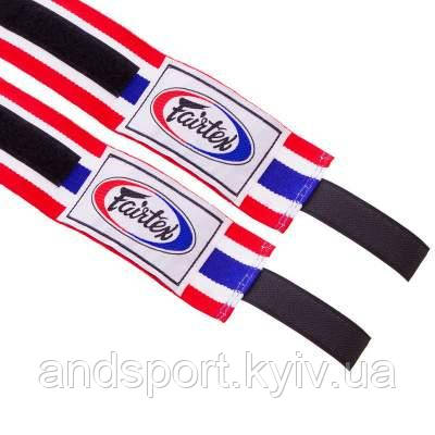 Бинти боксерські (2 шт) бавовна FAIRTEX HW2THAI-5 (l-5м, білий-синій-червоний) Код HW2THAI-5
