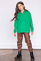 Детские брюки из эко кожи для девочки (коричневый) 122 PaMaranchi