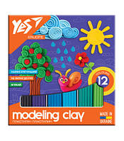 Пластилін 12 кольорів 240г. YES Erudite, 540560