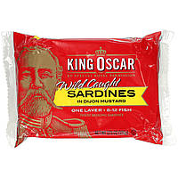 King Oscar, Wild Caught, Сардины в дижонской горчице, 3,75 унции (106 г) - Оригинал