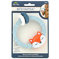 Itzy ritzy, Ritzy Rattle, силиконовый прорезыватель с погремушкой, для детей от 3 месяцев, лисичка, 1 шт. -