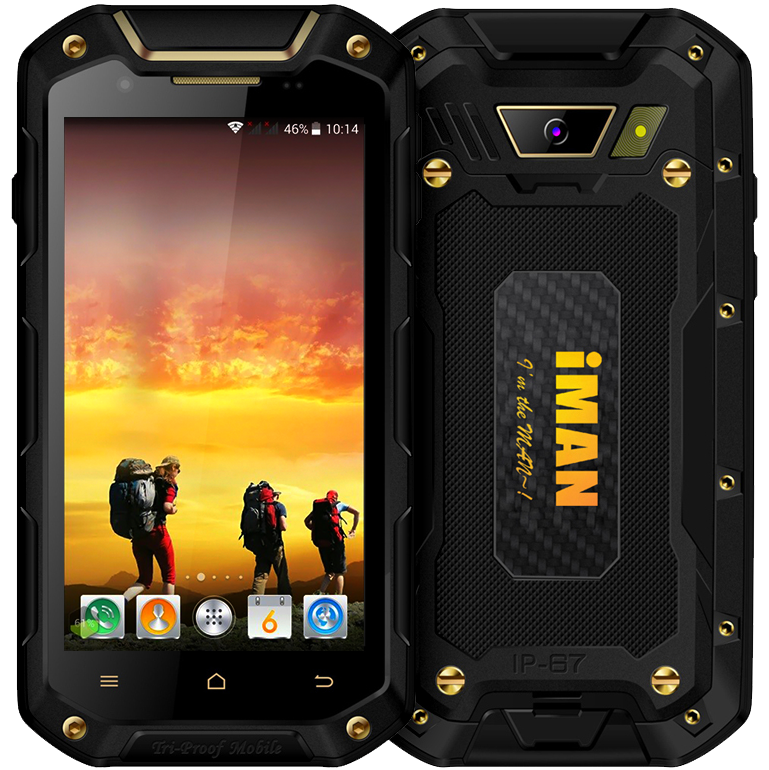 IMAN i5800C, IP-67, 3000 мА·год, ОЗП 1 GB, 4 ядра, GPS, 5 Mpx, 3G, Android 4.4.2, дисплей 4.5"