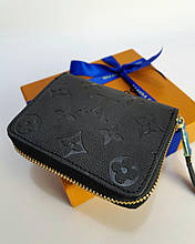 Жіночий шкіряний маленький гаманець Louis Vuitton (Луї Віттон) на змійці чорний