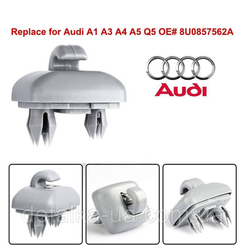 Clip Parasol Q3 Q5 S3 S4 2 Ganchos Grises Para Parasol - Compatible Con Audi A3, A4, A5, Q3, Q5 Y Más (ref 8U0857562A) Pieza Plástico Metal Audi