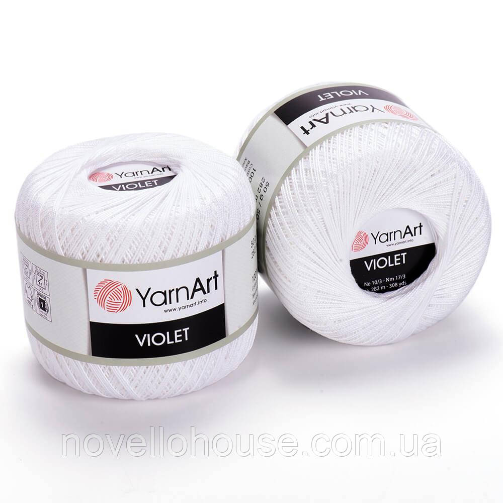 YarnArt VIOLET (Віолет) № 1000 білий (Пряжа мерсеризована бавовна, нитки для в'язання)