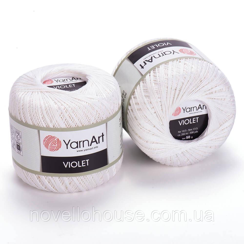 YarnArt VIOLET (Віолет) № 003 білий (Пряжа мерсеризована бавовна, нитки для в'язання)
