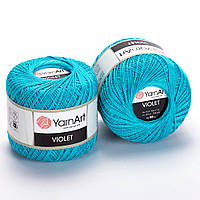 YarnArt VIOLET (Виолет) № 008 бирюзовый (Пряжа мерсеризованный хлопок, нитки для вязания)