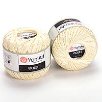 YarnArt VIOLET (Виолет) № 0326 молочный (Пряжа мерсеризованный хлопок, нитки для вязания)