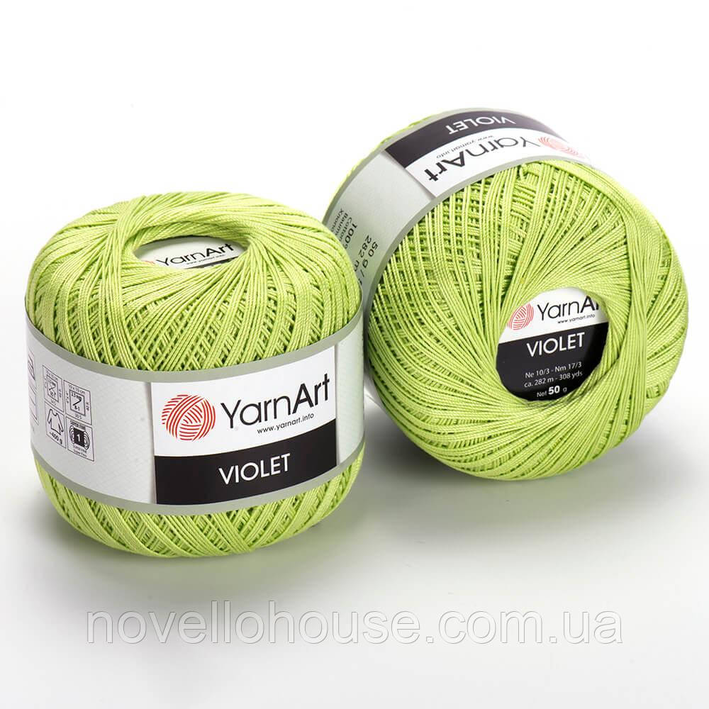YarnArt VIOLET (Віолет) № 5352 салатовий (Пряжа мерсеризована бавовна, нитки для в'язання)