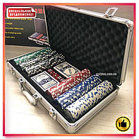 Покерный набор на 300 фишек без номинала в алюминиевом чемоданчике на замке