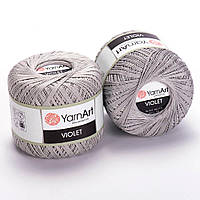 YarnArt VIOLET (Виолет) № 4920 светло-серый (Пряжа мерсеризованный хлопок, нитки для вязания)