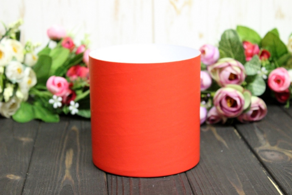 Кругла капелюшна коробка для квітів "Червона" d-11/h-11 см