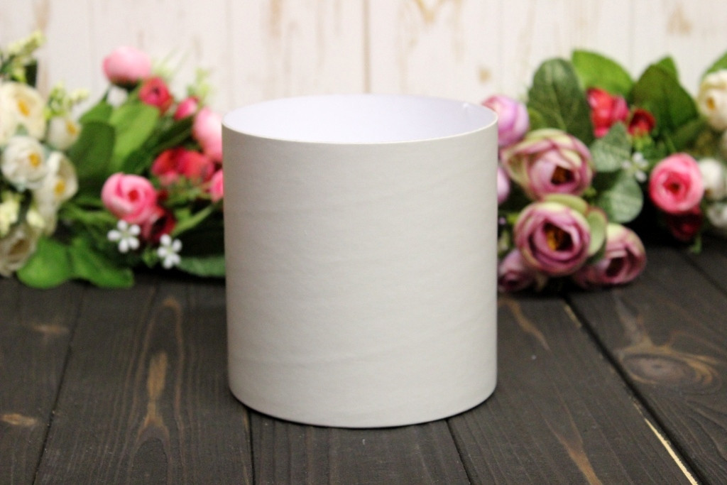 Кругла капелюшна коробка для квітів "Warm Gray" d-11/h-11 см
