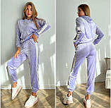 Жіночий велюровий костюм з лампасами, фото 2