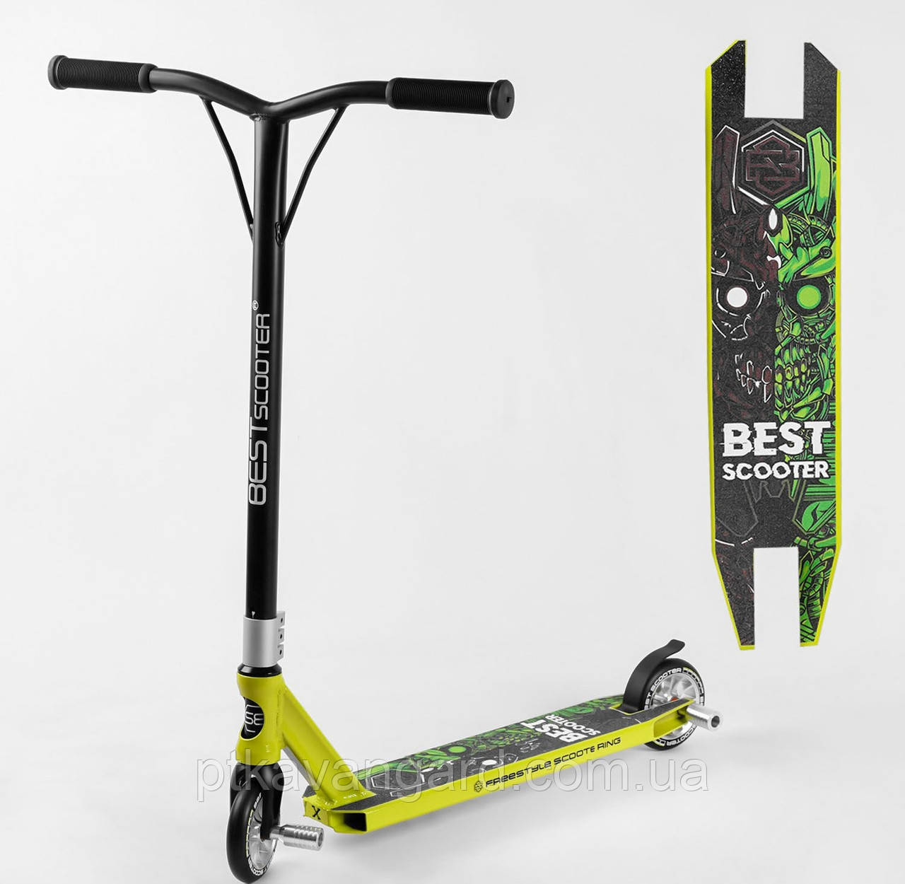 Самокат для трюків Best Scooter Жовтий, Пеги, HIC-система, алюмінієвий диск, колеса 11 см, фото 1