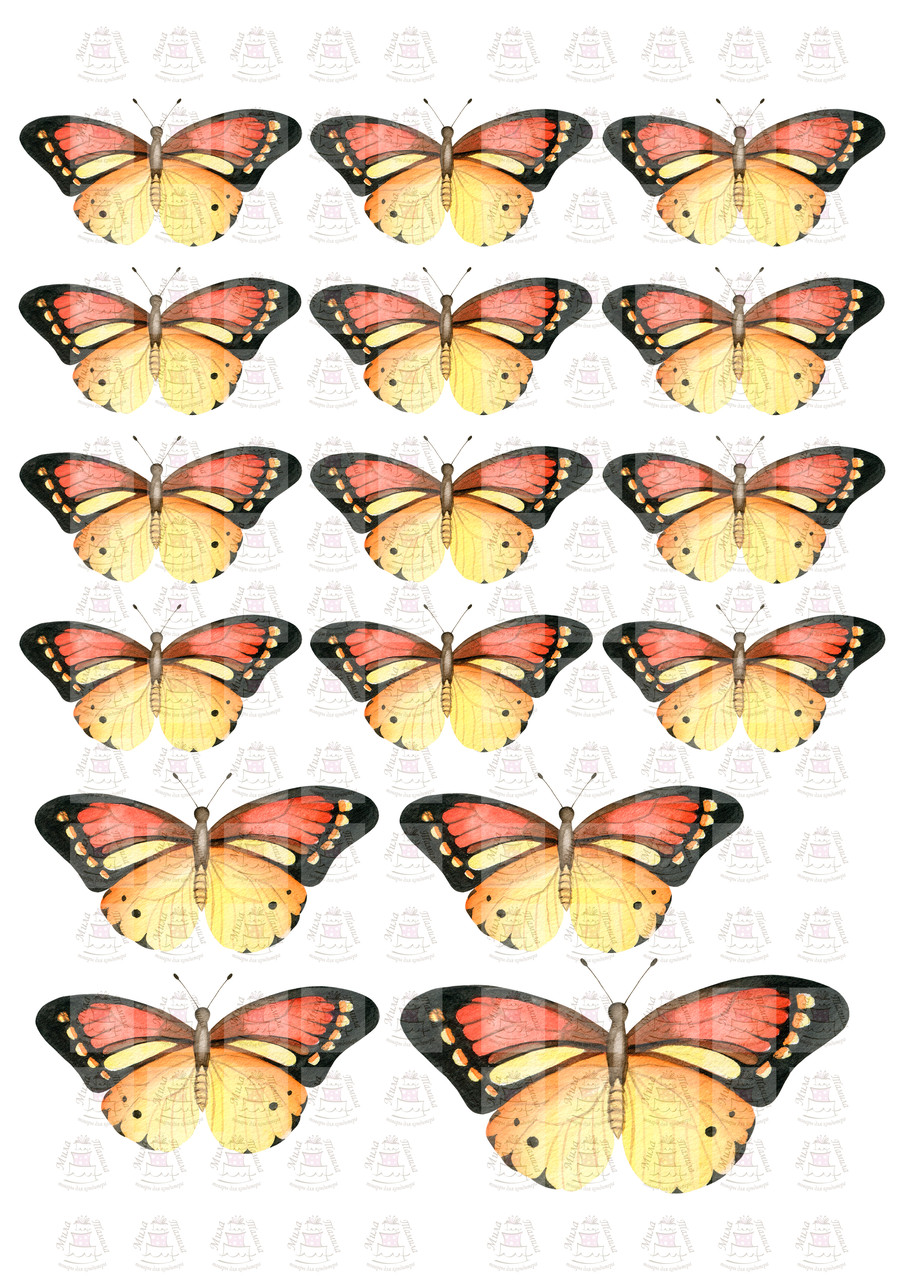 Вафельна картинка Метелики жовто-жовтогарячі (100755)