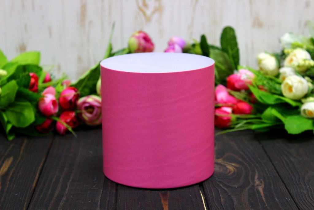 Кругла капелюшна коробка для квітів "Рожева" d-15/h-15 см