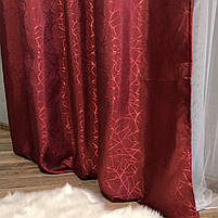 Однотонні сучасні штори жакард ALBO Бордові на тасьмі, інтернет-магазин готовий штор Хмельницький, фото 6