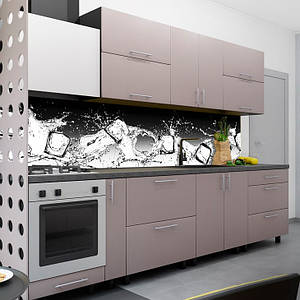 Наклейка на кухонний фартух 60 х 200 см, з фотодруком та захисною ламінацією Лід у бризках води (БП-s_ed673)