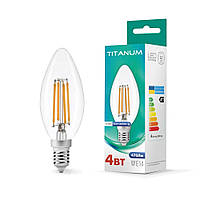 LED лампа свеча TITANUM Filament C37 4W E14 4100K бронза филаментная TLFC3704144