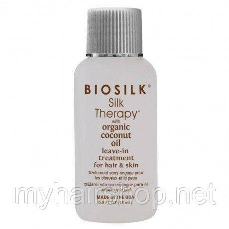 Сироватка з олією кокоса BIOSILK Silk Therapy Organic Coconut Oil Leave In Treatment 15 мл, фото 1