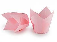Форма бумажная для кексов "Тюльпан" розовая, дно 5 см