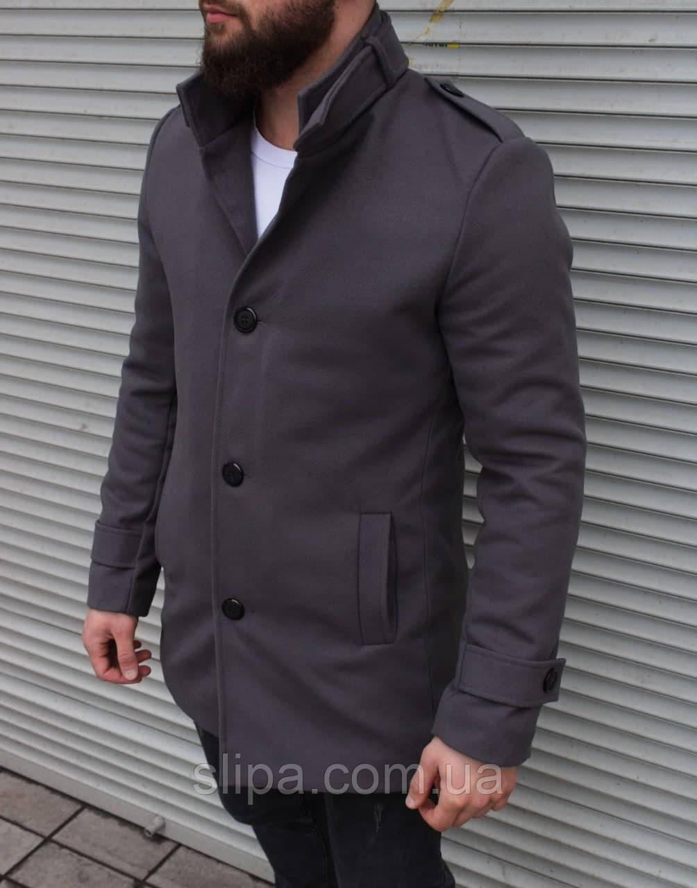 Чоловіче стильне пальто з кашеміру на стеганном підкладі
