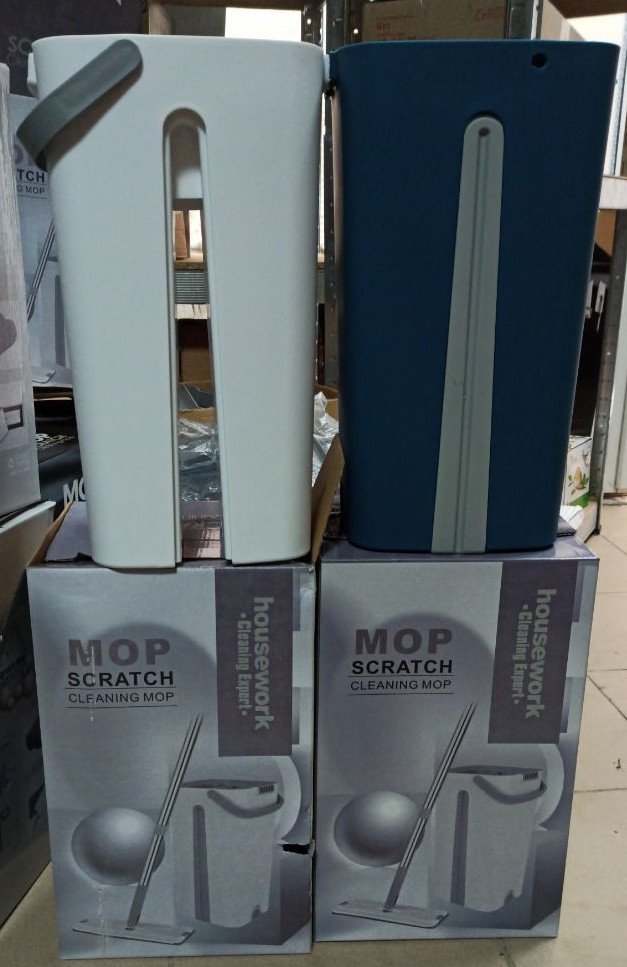 Швабра ледащо 7 л біла і синя Flat Mop самоочисна швабра і відро з віджимом