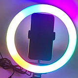 Кільцева LED-лампа RGB MJ26 (26 см) 1 кріплення, керування на дроті, фото 5