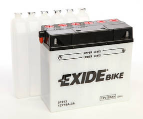 Акумулятор для мотоцикла сухозаряженный EXIDE 12Y16A-3A 20AH 185X80,5X170