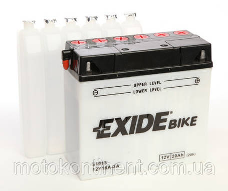 Акумулятор для мотоцикла сухозаряженный EXIDE 12Y16A-3A 20AH 185X80,5X170, фото 1