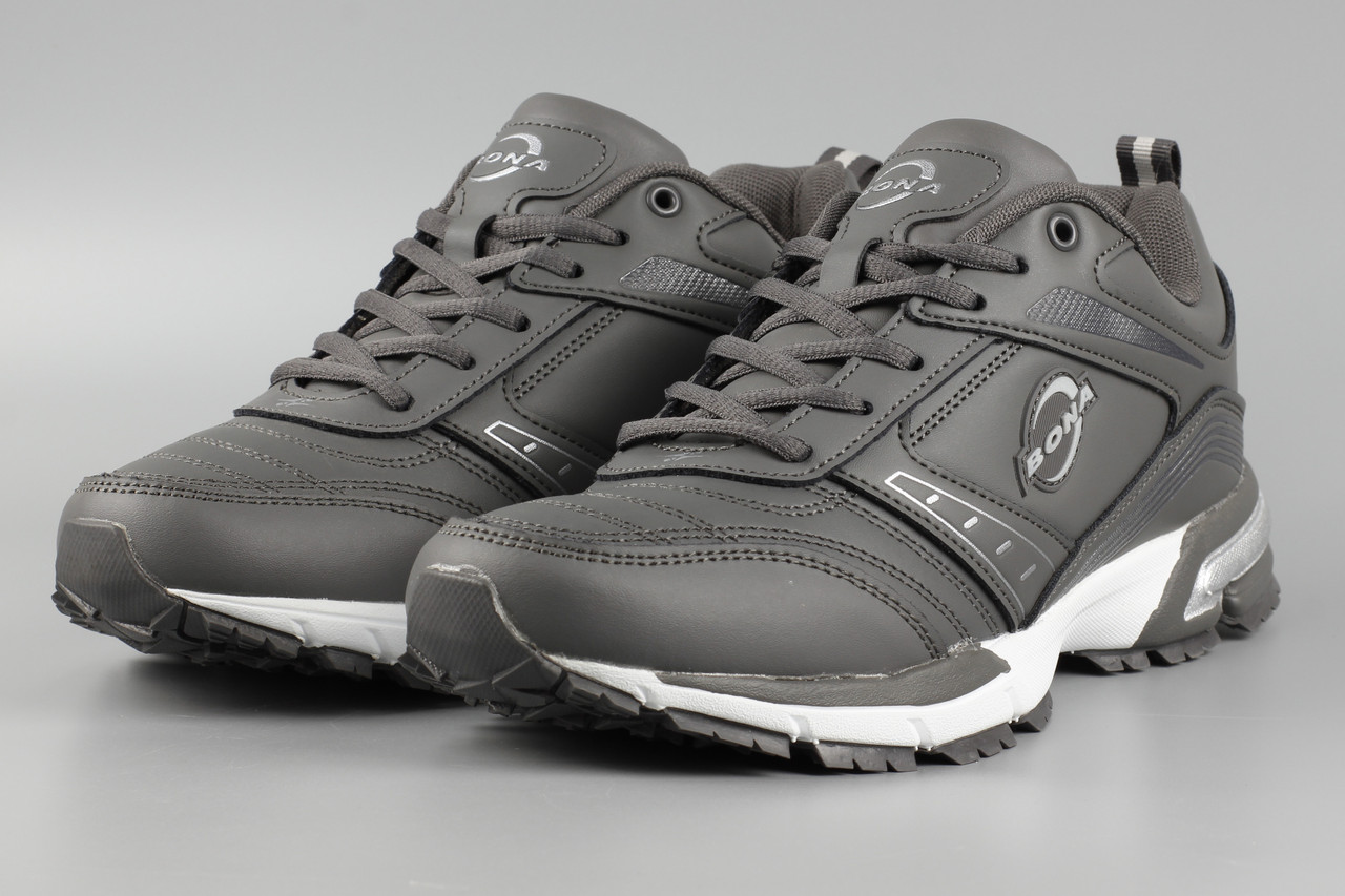 Кросівки шкіряні чоловічі сірі Bona 758F Бона Розміри 41 44