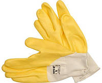Перчатки рабочие желтые с латексным покрытием, размер 9 YATO YT-7480