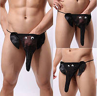 Чоловічі трусики стрінги чорного кольору із хоботом слоники