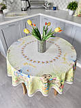 Скатертина на круглий стіл Великодня Limaso 140 см. оксамитова, фото 4