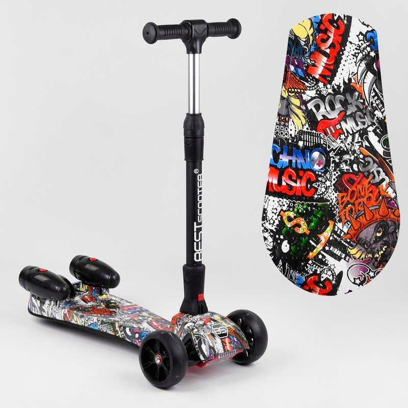 Самокат триколісний Best Scooter MAXI червоний з парогенератором музика складане кермо колеса PU зі світлом