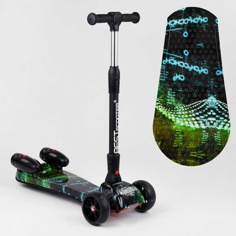 Самокат триколісний Best Scooter MAXI салатовий з парогенератором музика складане кермо колеса PU зі світлом