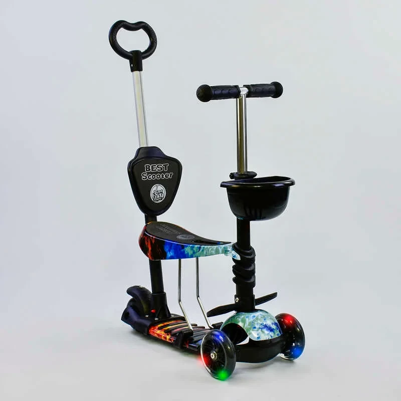 Самокат дитячого 5в1 блакитний Best Scooter PU колеса підсвічування коліс