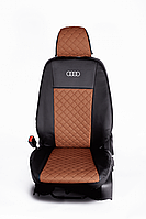 Чехлы на сиденья Ауди 80 (Audi 80) (модельные, Ромбы+Лого, отдельный подголовник)