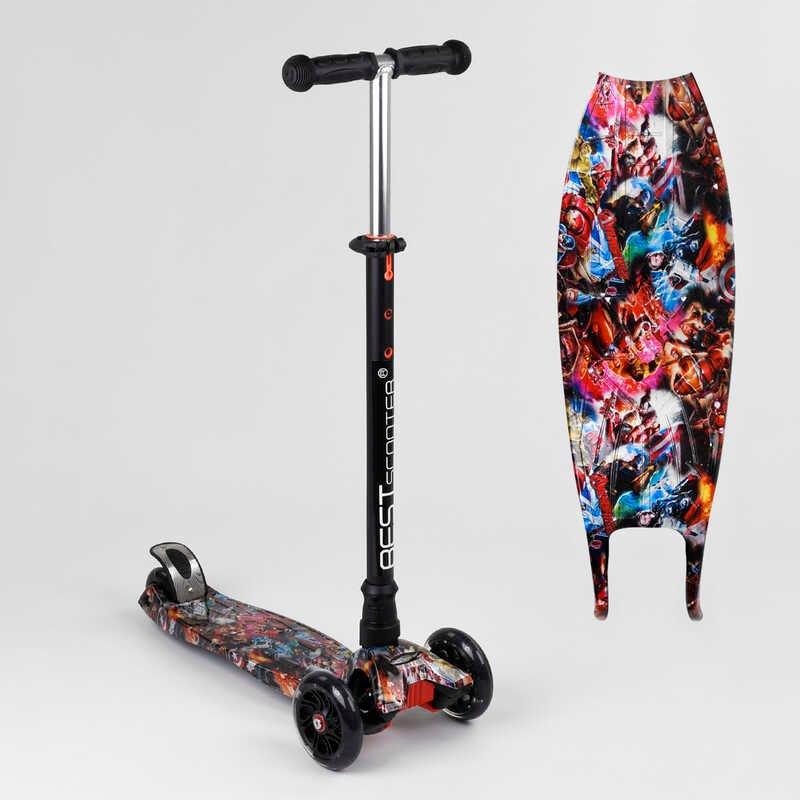 Самокат триколісний дитячий MAXI Best Scooter червоний пластиковий колеса PU з підсвічуванням