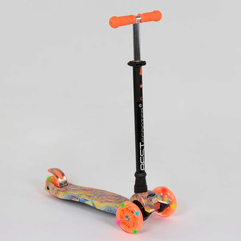 Самокат триколісний дитячий MAXI Best Scooter помаранчевий пластиковий колеса PU з підсвічуванням