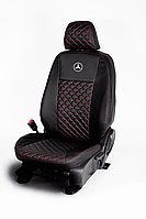Чехлы на сиденья Мерседес W204 (Mercedes W204) (модельные, Ромбы+Лого, отдельный подголовник)