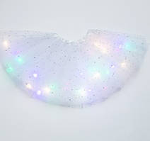 Дитяча спідниця пачка світиться святкова карнавальна біла, довжина - 28 см (доповнить костюм сніжинки і т. д.)