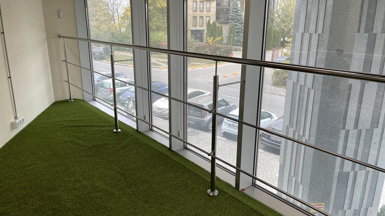 Перильна огорожа з неіржавкої сталі 2 ригелі на ригелетримачах, фото 1