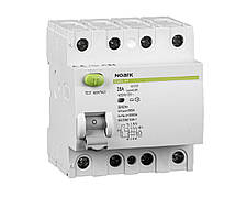 Диференційний вимикач (ПЗВ) Noark 25А 10кА 4P 300mA тип AC Ex9CL-H 108183