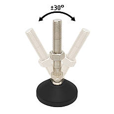 Шарнирная регулируемая виброгасящая опора SRO-M16x95-D80, станочная ...